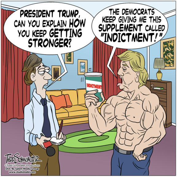 8-22-23-INDICTMENT-BUFF-TRUMP-CARTOON_©SCHOWALTER