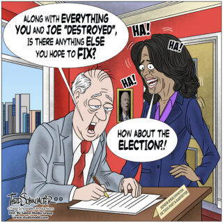 KAMALA FIX ELECTION CARTOON_(©SCHOWALTER)