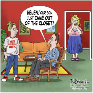 OUT OF CLOSET CARTOON_(©SCHOWALTER)