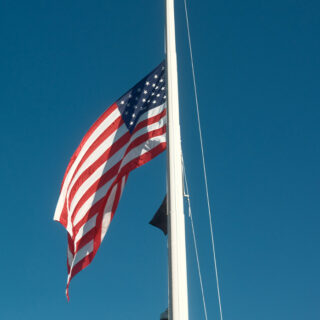 Half Mast American Flag Square