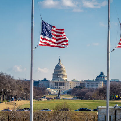 US Capitol Half Mast American Flag Square