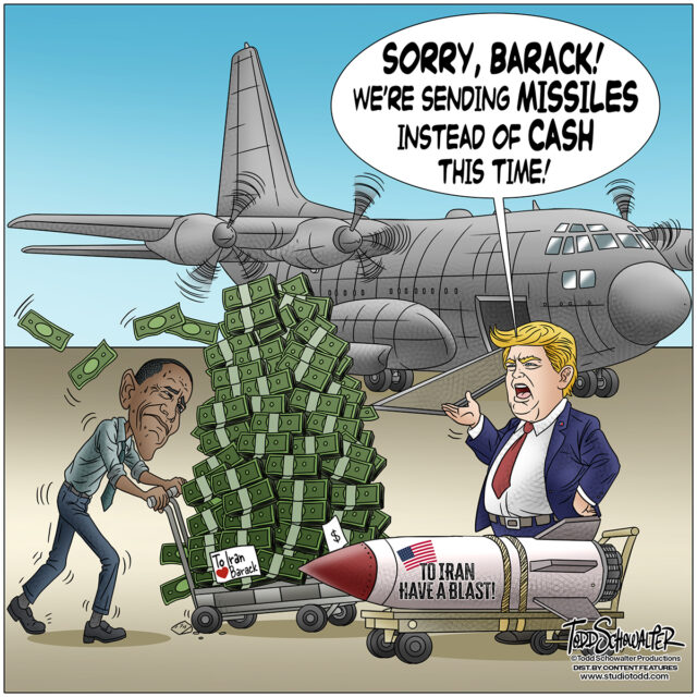 MISSILES INSTEAD OF CASH_CARTOON(©SCHOWALTER)